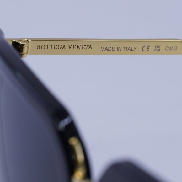 Bottega Veneta BV1083SA 001 Sunglasses Black/Gold Square Frame, Grey Lenses - Picture 6 of 9